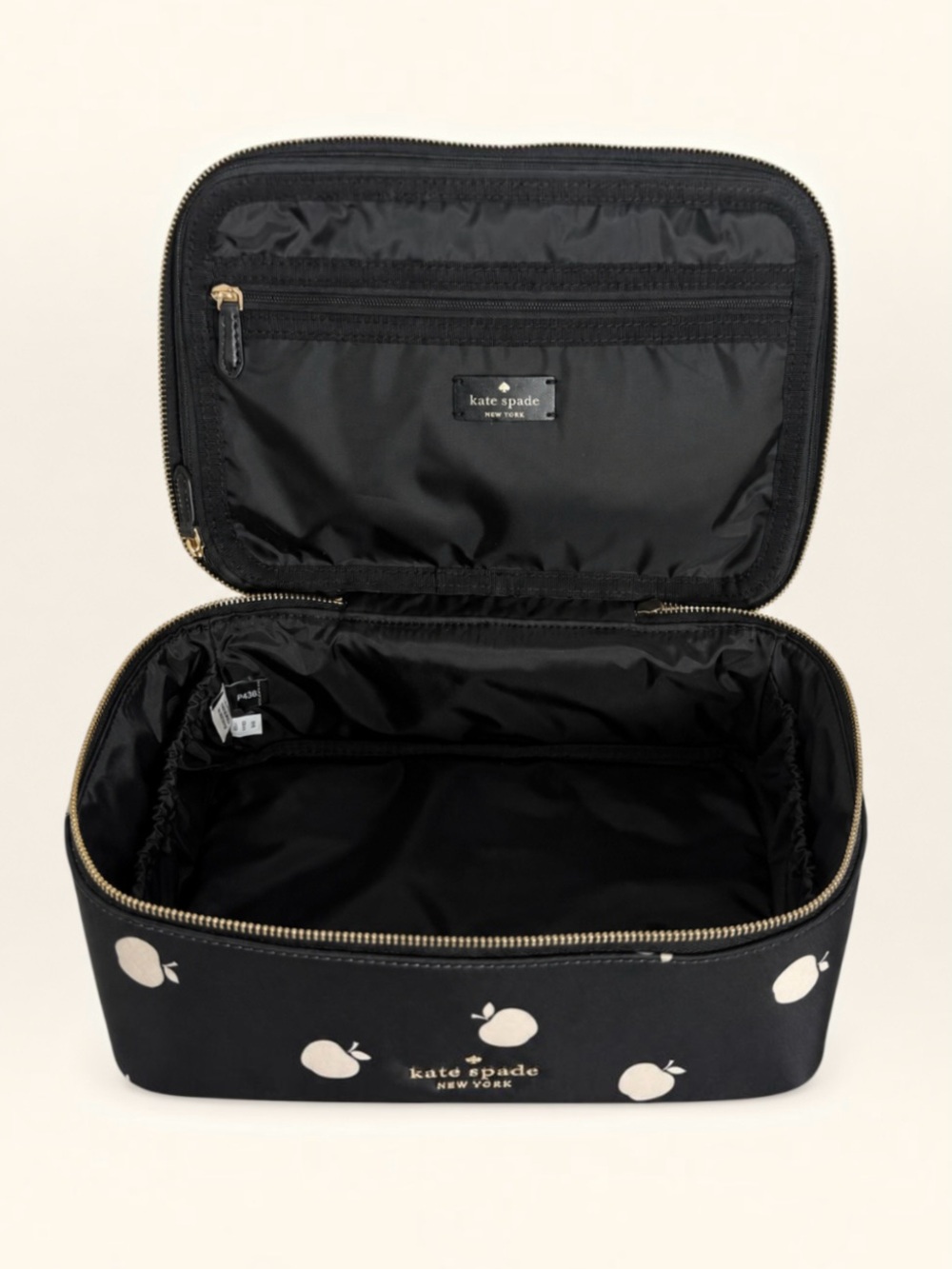 Kate Spade Chelsea Apple Print Travel Vanity Cosmetic Case Organizer K8261 NWOT - Picture 5 of 15